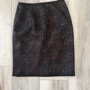 Kasper | Vintage Brown & Black Patterned Midi Pencil Skirt